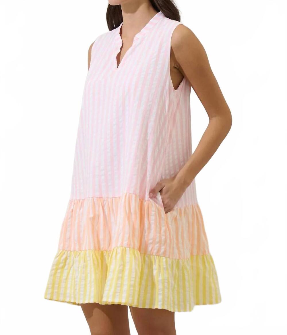 NEW SUGARLIPS addely striped color block shift mini dress in pink stripe - Picture 3 of 5